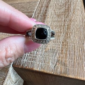 David Yurman rope ring with onyx gemstone